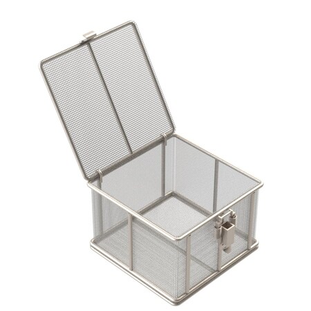 Anysizebasket Rectangular Wire Mesh Basket: 6Lx6Wx4H, 304 SS, 3/16 Rod Frame, Mesh: 8 x .047 TMT-060060040-P08S